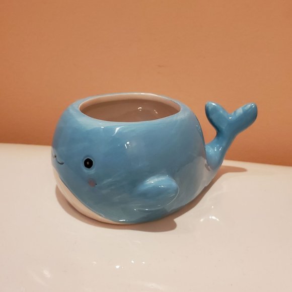 Whale Planter, Ceramic Animal Plant Pot, Succulent Planter 6" - Picture 2 of 6